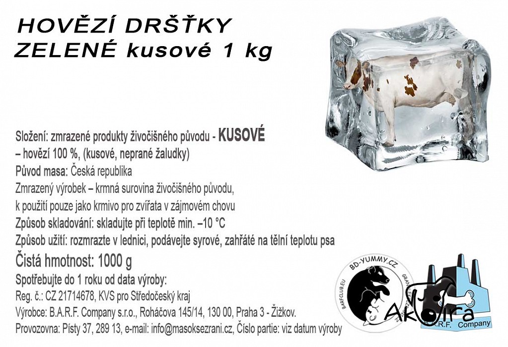 BD Yummy Hovězí dršťky zelené v kuse 1 kg