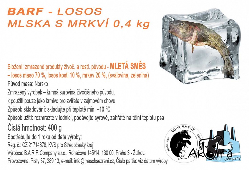 BD Yummy BARF Lososí mlska s mrkví 0,4 kg