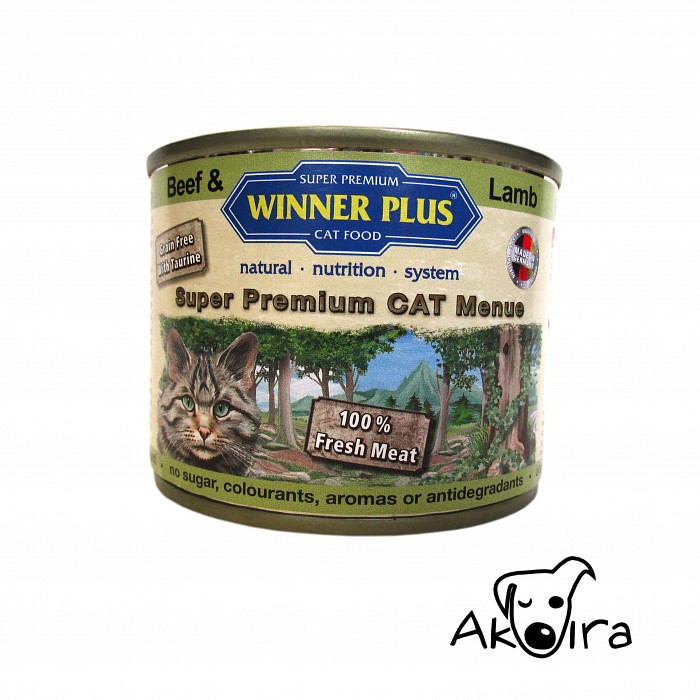 Winner Plus cat Hovězí a jehněčí konzerva pro kočky 195 g