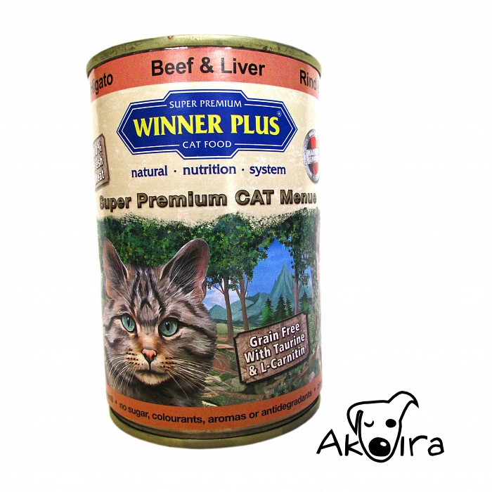 Winner Plus cat Hovězí a játra konzerva pro kočky 400 g