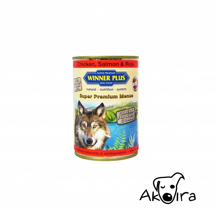 Winner Plus dog Kuřecí s lososem a rýži konzerva pro psy 400 g