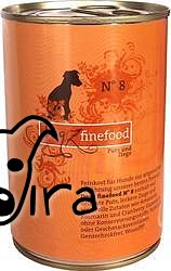 Dogz Finefood No.8 Konzerva s krutím a kozím masem 800 g