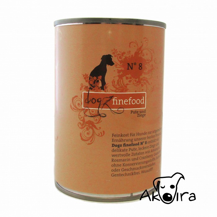 Dogz Finefood No.8  Konzerva s krutím a kozím masem 400 g