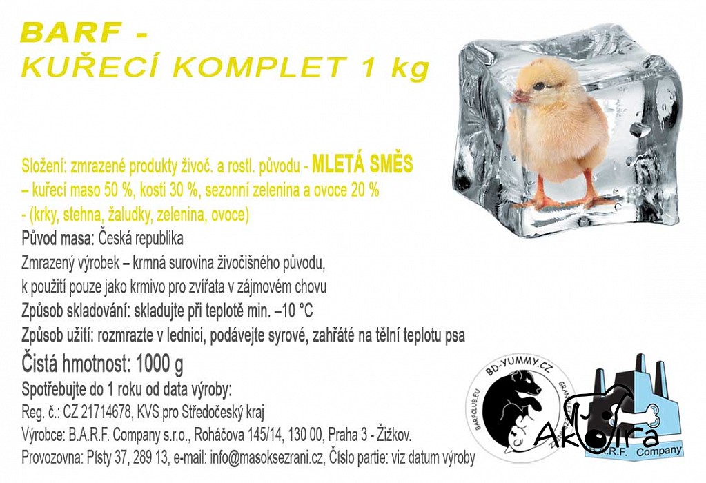 BD Yummy BARF Kuřecí komplet 1 kg