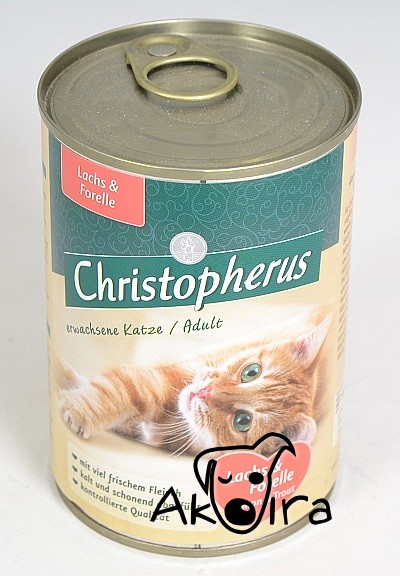 Christopherus konzerva losos s pstruhem pro dospělé kočky 400 g