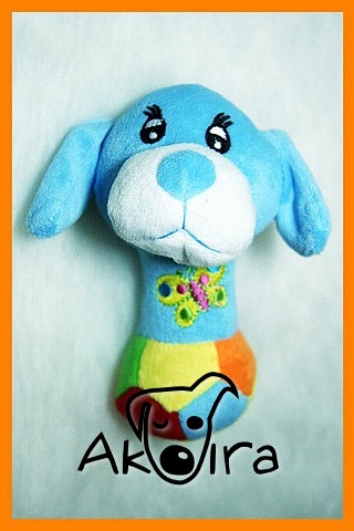 PEJSEK modrý - jemná, plyšová, pískací hračka 15cm