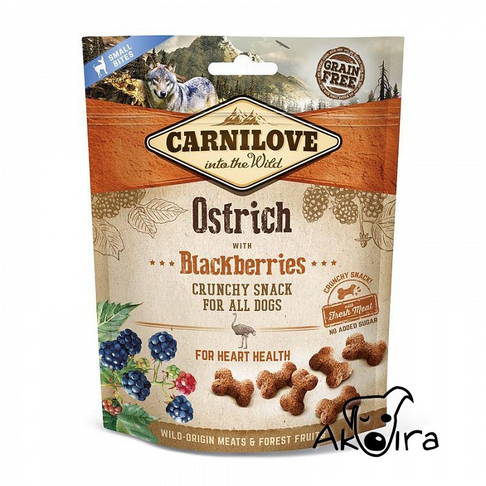 Carnilove pštrosí pamlsky pro psy s ostružinou 200 g