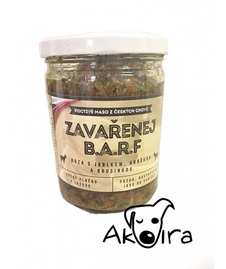 Zavařenej B.A.R.F. Koza s jablkem, hruškou a brusinkou - bezobilná 375 g