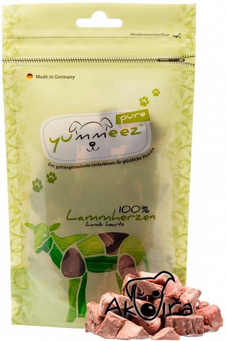 Yummeez Pure Lammderherzen sušená jehněčí srdíčka 35 g
