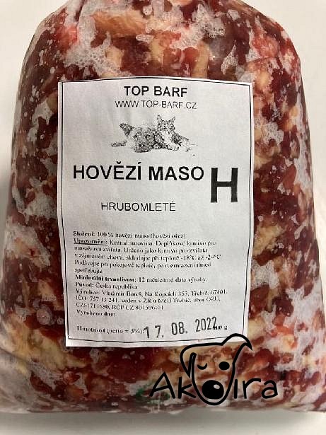 Top BARF Hovězí svalovina hrubomletá 0,8 kg