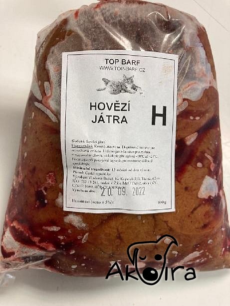 Top BARF Hovězí játra kostky 0,8 kg