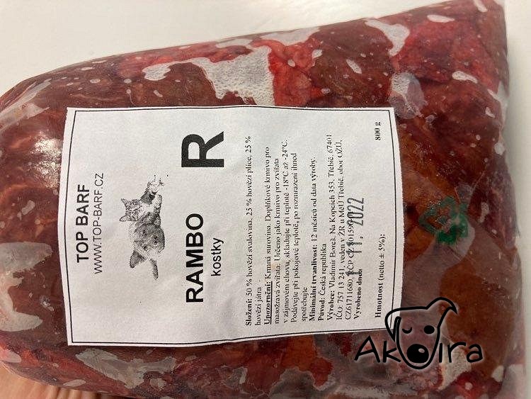 Top BARF Hovězí směs RAMBO kostky 0,8 kg