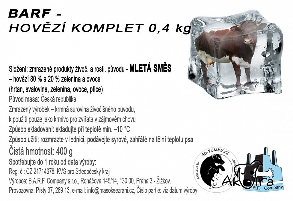 BD Yummy BARF Hovězí komplet 0,4 kg