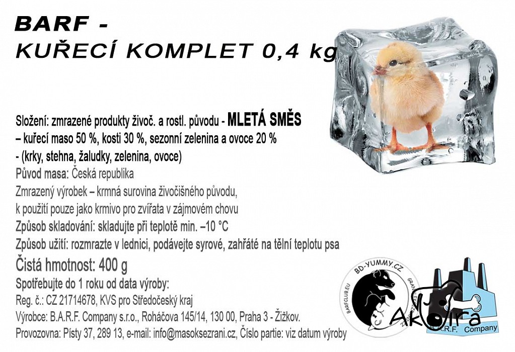 BD Yummy BARF Kuřecí komplet 0,4 kg