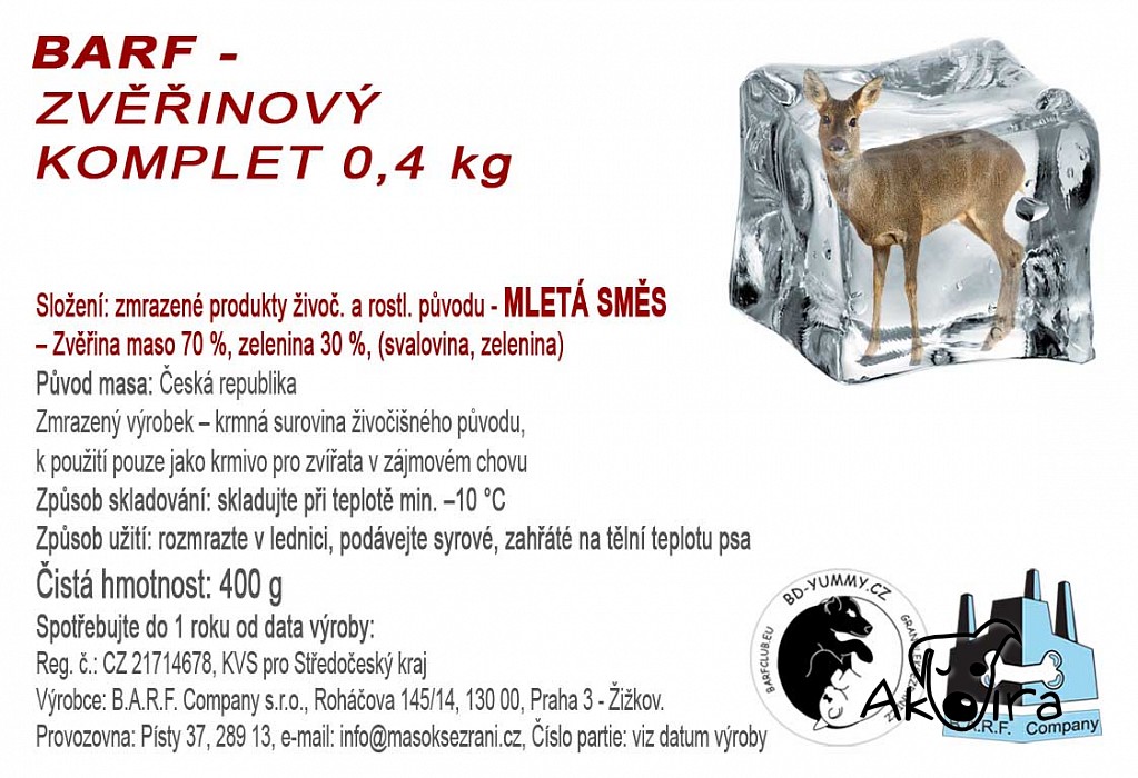 BD Yummy BARF Zvěřinový komplet 0,4 kg